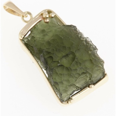My Moldavite Zlatý přívěsek s přírodním vltavínem 8593