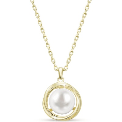 Biju Stříbrný řetízek s perlou - pozlaceno 14k zlatem 3002522