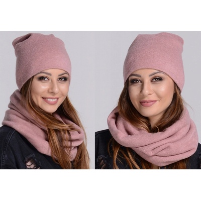 Fashionweek dámský zimní set čepice a šála ZIZI-K6 světle růžová