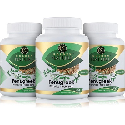 Golden Nature Fenugreek Pískavice řecké seno 300 kapslí .