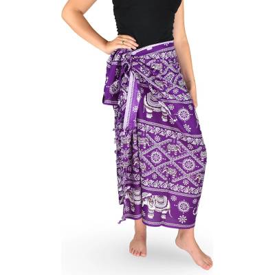Thajsko Sarong Pareo BUN slonia karavana fialová