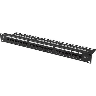 Lanberg Пач панел Lanberg patch panel 24 port 1U 19" CAT. 6 utp with cable organizer black (PPU6-1124-B)