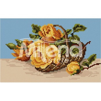 Milena Style Жълти рози - гоблен със схема конци dmc 1: 4