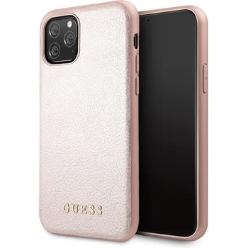 GUESS Луксозен Кожен Калъф за iPhone 11 Pro, GUESS Leather Case, Розов (GUHCN58IGLRG)