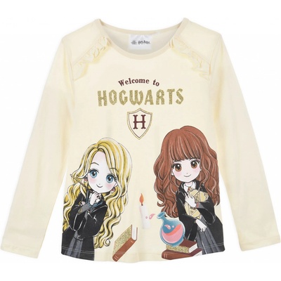 Dívčí tričko HARRY POTTER HOGWARTS světle béžové