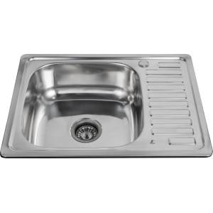 Inter Ceramic Кухненска мивка 6448L, Inter Ceramic, неръждаема стомана, 64x48см (6448L) Мивка за вграждане