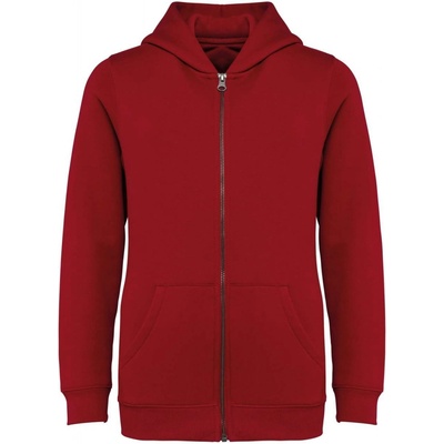 Native Spirit dětská eco mikina s kapucí na zip Friendly Hibiscus Red