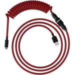 HP Кабел USB-C HyperX Coiled Cable, спираловиден, червено-черен (HX-ACC-USBC-RED-BL)