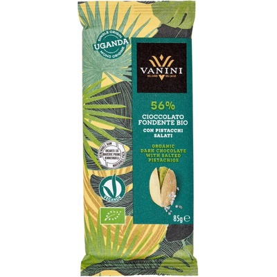 VANINI BIO 56% horká čokoláda s pistáciami 85 g
