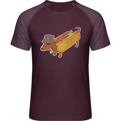 Mymate predĺžené tričko MY111 Dizajn Pes Hot-Dog burgundy heather burgundy