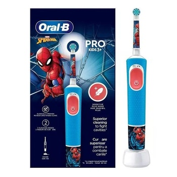 Image 1 of Oral-B Детска електрическа четка за зъби Oral-B Pro Kids Spiderman, 2D почистване, 2 програми, 1 накрайник, 4 стикера, За 3+ години, Син (Oral-B Pro Kids Spiderman)
