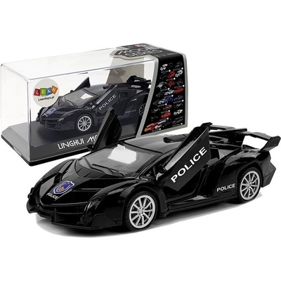 Lean Toys Sportovní vůz s napětím a zvukem policie černá