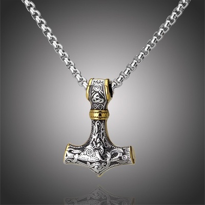 Manoki Pánský Thórovo kladivo Mjolnir chirurgická ocel WA614 Stříbrná
