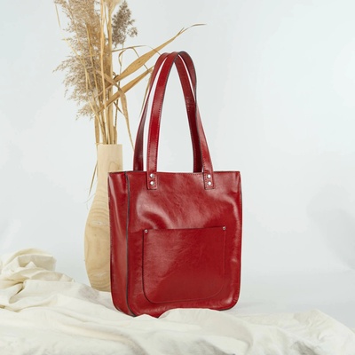 Ammyla kožená kabelka Vera style červená Crossbody s popruhom