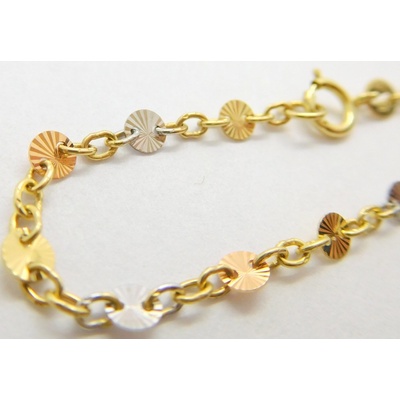 Klenoty Budín dámský gravírovaný zlatý náramek ze tří barev zlata 02305