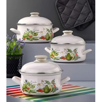 Bonera Комплект Емайлирани тенджери Авокадо - 5 тенджери с плътен капак (3800158156317)