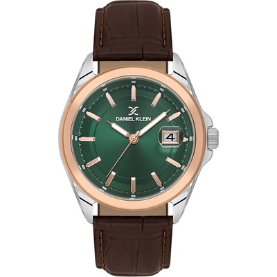 Daniel Klein DK. 6.14206-5 - мъжки часовник, кварцов, 42 mm, зелен циферблат, 5 ATM, кафява кожа