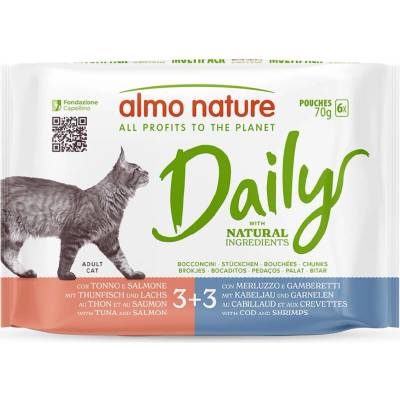 Almo Nature Cat Daily Menu Mix tuňák & losos treska & krevety 24 x 70 g