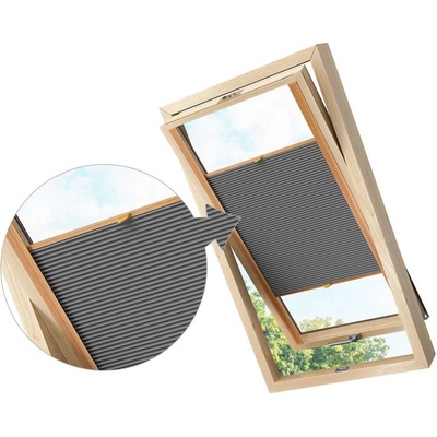 Zebra-shop Zatemňovací Plissé Pro Střešní Okno TM. ŠEDÁ PM05 Velux MK06 borovice