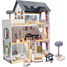 FunPlay 6201 Drevený domček pre bábiky s príslušenstvom 3 poschodia 78x62x27cm