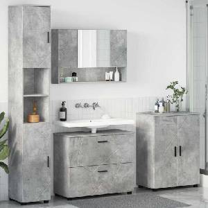 vidaXL Комплект мебели за баня 4 бр. Циментено сиво 35 x 30 x 192 см (3393086)