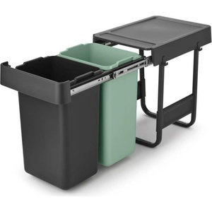 Brabantia Кош за разделно събиране на боклук Brabantia Sort&Go 1008862, 2x15 л, Вътрешен монтаж с телескопична рамка, Сив/зелен (1008862)