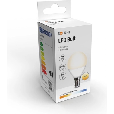 Solight LED žárovka , miniglobe, 4W, E14, 3000K, 340lm, bílé provedení
