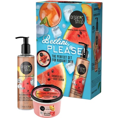 Organic Shop Комплект Bellini, Please! - Скраб за тяло и Душ гел, 100 + 280 ml
