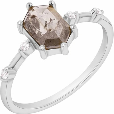 Eppi Prsteň s hexagon salt and pepper diamantom Harmonia R43058