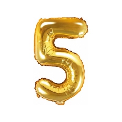 PartyDeco Fóliový balón Mini Číslo 5 zlatý 35cm