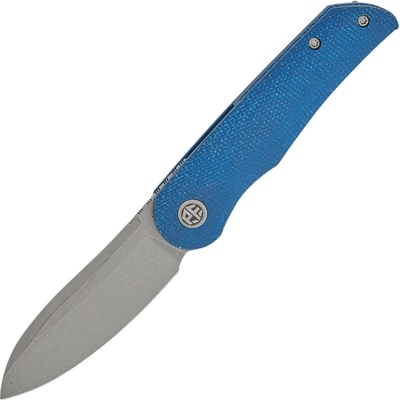 Petrified Fish PFE16 El Camino Gray Stonewashed N690 Blue Micarta PFE16BMGAW