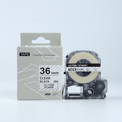Compatible Epson LK-7TBN, ST36KW, C53S657007, 36mm x 9m, черен печат / прозрачен фон, съвместима лента (LKST36KW)