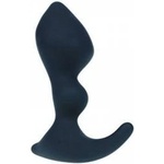  Double Ripple Silicone Prostate Massager - Black
