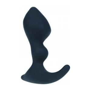 Double Ripple Silicone Prostate Massager - Black