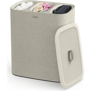Joseph Joseph Tota - Trio 90 liter laundry basket with lid, 3 removable laundry bags with handles, ecru beige - 50021 (50021)