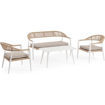 Bizzotto Jandia БЯЛ sa27ite/БЕЖОВ ДИВАН set4 С ВЪЗГЛАВНИЦИ (0665027)