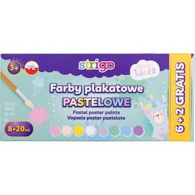 Strigo Temperové farby 8 x 20ml pastelové