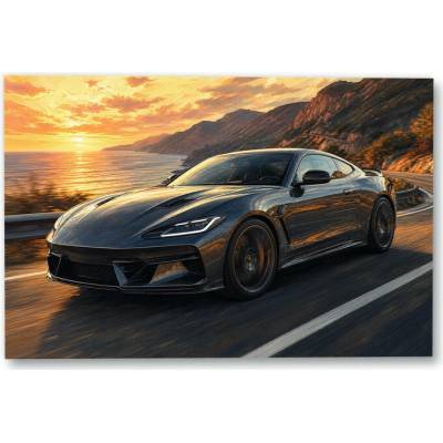 Plakát – Sportovní kupé u horské silnice 135 × 90 cm Bez rámu Ne Bez rámu