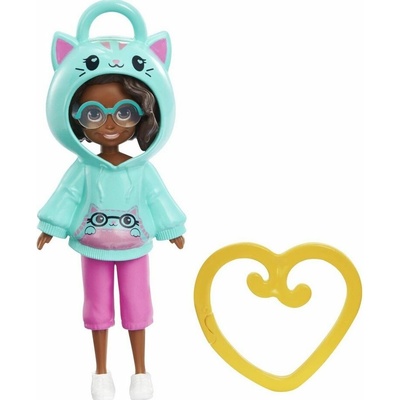 Mattel Polly Pocket: Hoodie Buddy Cat Dark Skin Doll HKV99