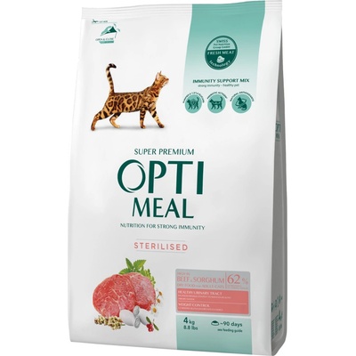 OPTIMEAL For Sterilised cats high in beef and sorghum 4 kg