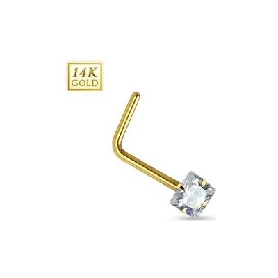Šperky4U zlatý piercing do nosu čirý zirkon ZL01030C-YG