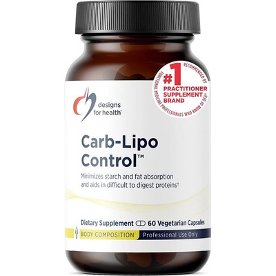 Designs for Health Carb-Lipo Control (Формула с ензими, бетаин HCl и цисус) - При подуване и тежест след хранене, 60 капсули (00480 (PTZ060) DFH)