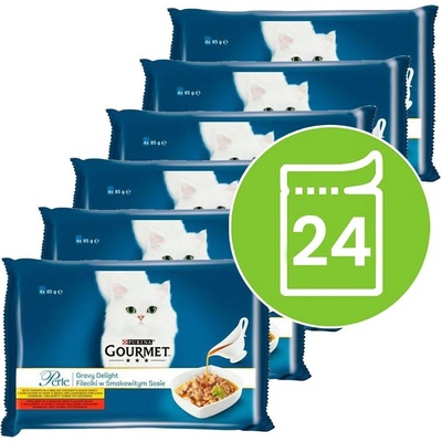 Gourmet Perle Gravy Delight hovädzie a kura 24 x 85 g