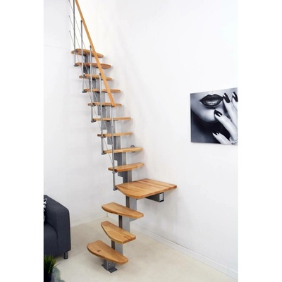 Minka Quatro Grey 1/4, modulové úsporné schody s lomením, šedá barva konstrukce