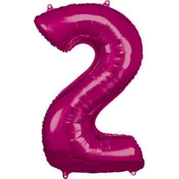 Amscan balonek narodeninové číslo 2 ružový 86 cm