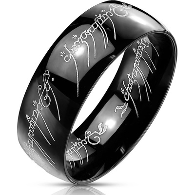 Šperky Eshop Černý ocelový prstýnek s motivem Pána prstenů P08.04