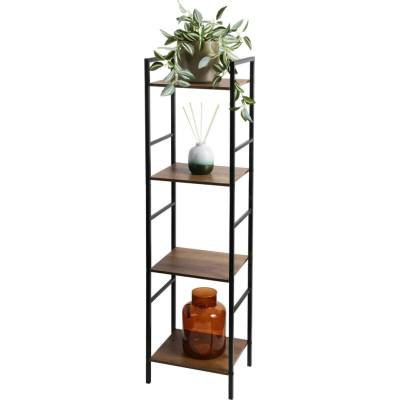 Home Styling Collection Kovový regá do obývacího pokoje se 4 policemi z MDF, 29,5 x 23,5 x 106,5 cm černá