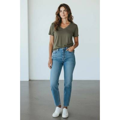 Triko do V khaki