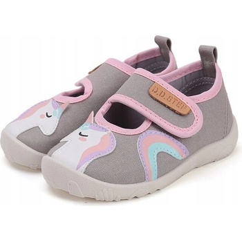 D.D.Step detské balerínky kožené barefoot grey