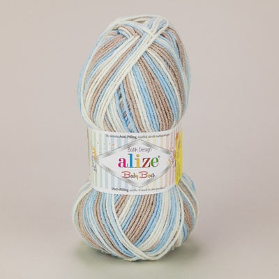 Alize Pletací příze BABY BEST BATIK 6657 modro-hnědá, melírovaná, antipillingová, 100g/240m